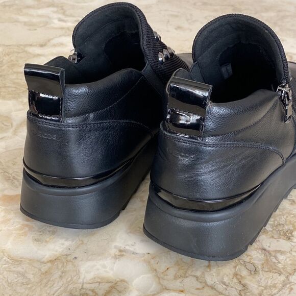 GEOX Respira Gendry Black Studded Zip Sneakers - Picture 9 of 14